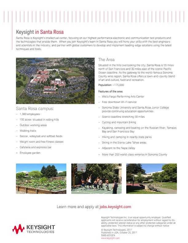 Keysight Technologies in Santa Rosa, California Brochure PDF Asset Page Keysight